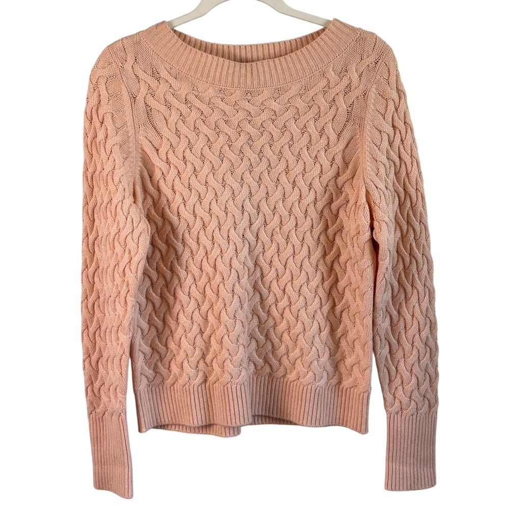 NEW Pure Collection Cashmere Blend Basketweave Cable Knit Sweater Womens 8/10